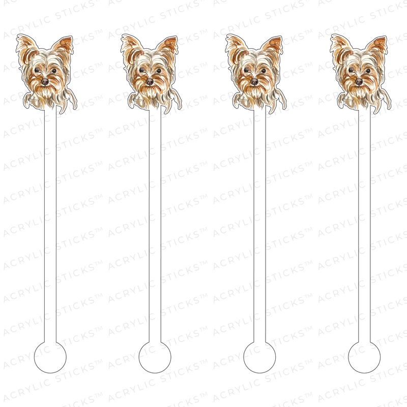 SILVER YORKIE PROFILE ACRYLIC STIR STICKS