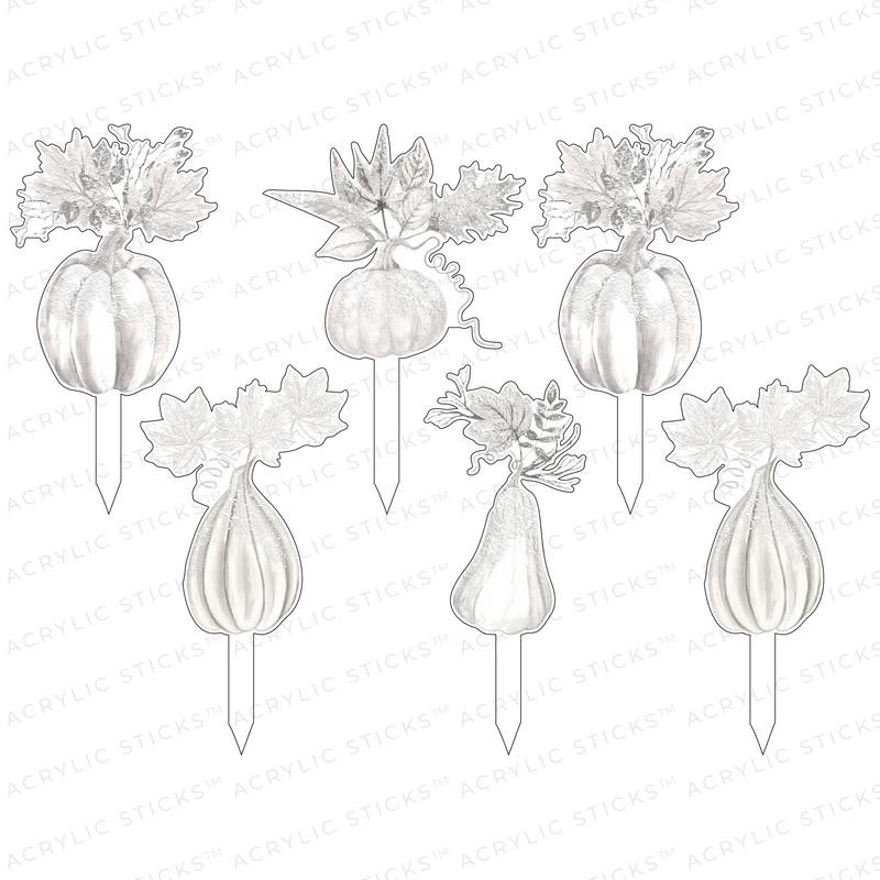 FALL WHITE GOURDS ACRYLIC PARTY PIK STICKS COMBO