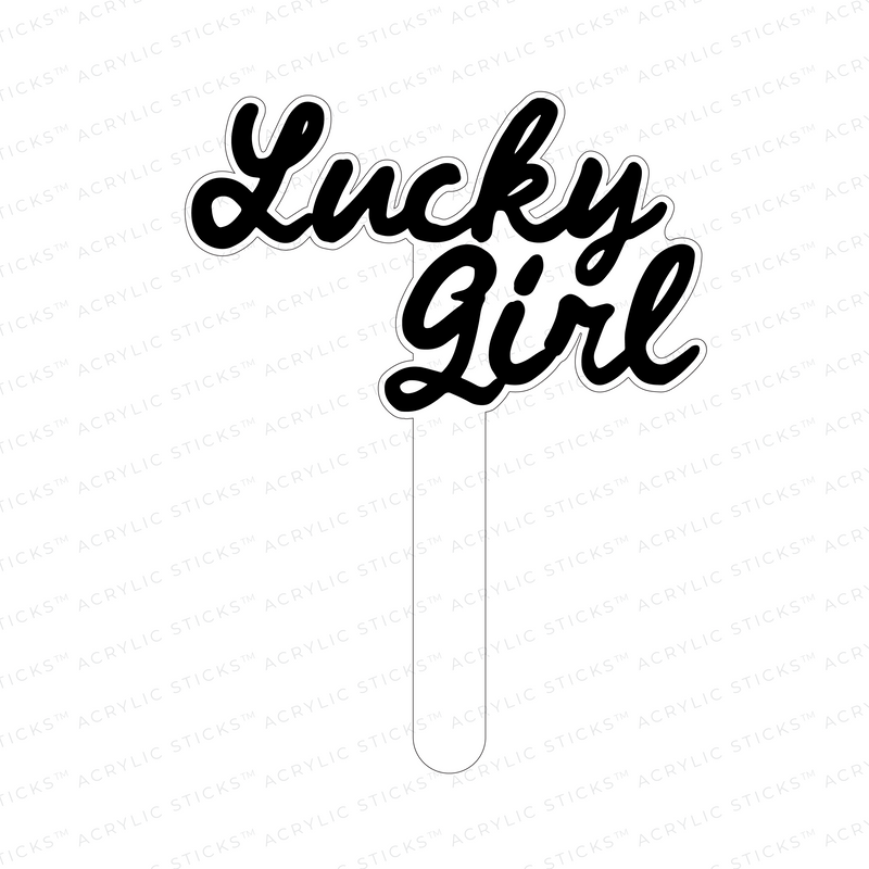 'LUCKY GIRL' ACRYLIC CAKE TOPPER