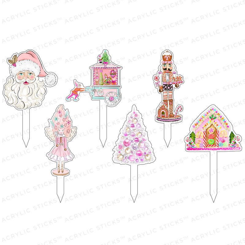 WHIMSICAL CHRISTMAS ACRYLIC PARTY PIK STICKS COMBO