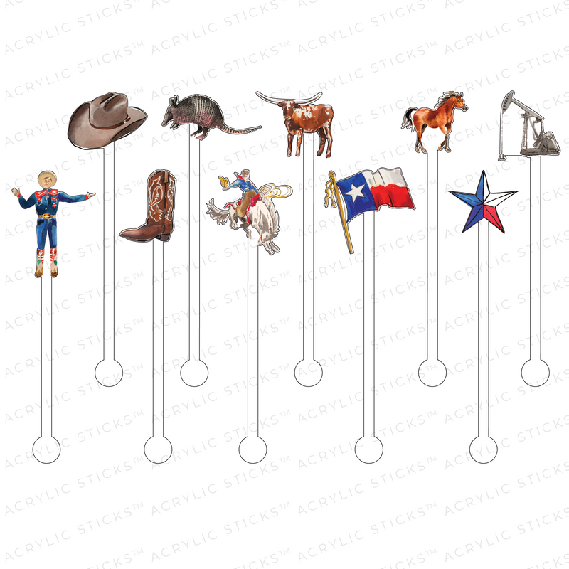 JUMBO TEXAS ACRYLIC STIR STICKS COMBO