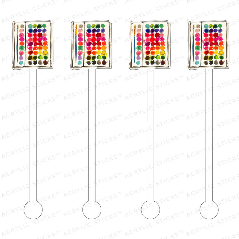 WATERCOLOR PAINT PALETTE ACRYLIC STIR STICKS