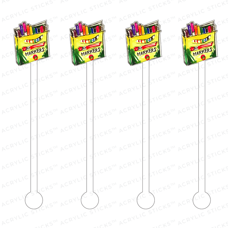 BOX OF MARKERS ACRYLIC STIR STICKS
