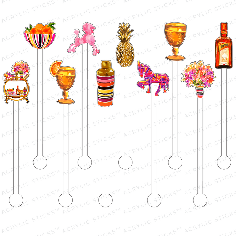 MODERNIZED SWANK BAR CART & ACCESSORIES ACRYLIC STIR STICKS COMBO*