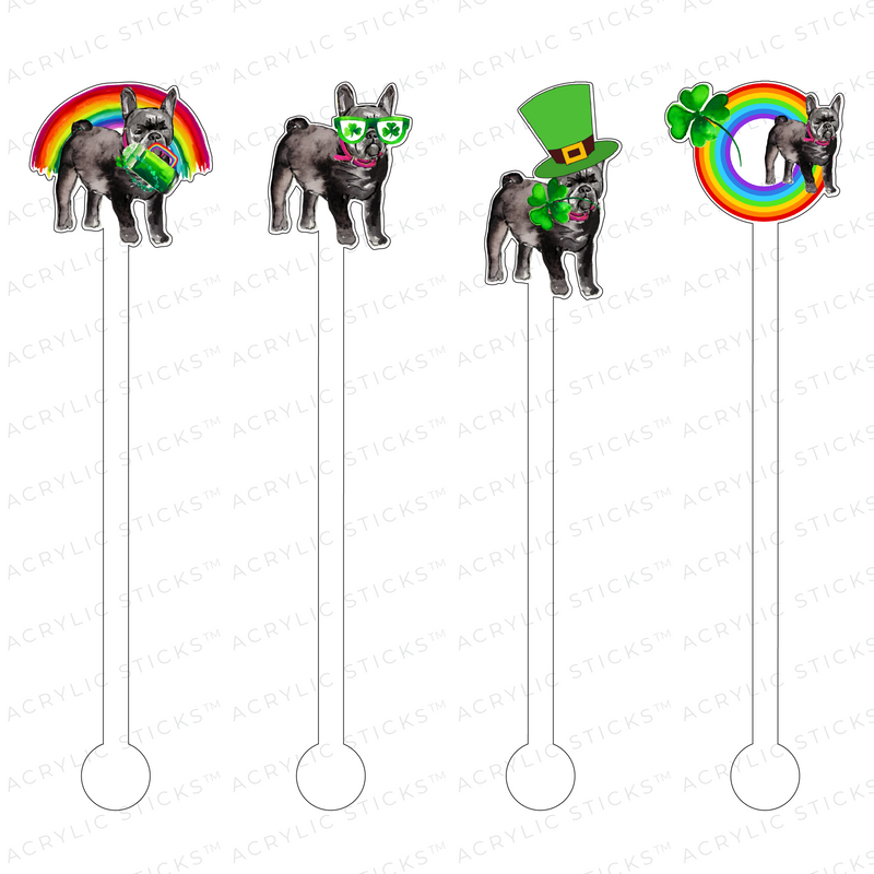 ST. PATTY'S FRENCHIE ACRYLIC STIR STICKS COMBO