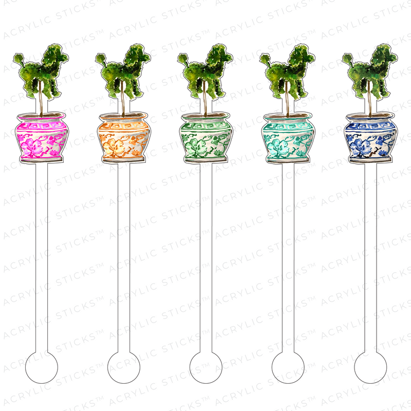 POODLE TOPIARIES ACRYLIC STIR STICKS COMBO
