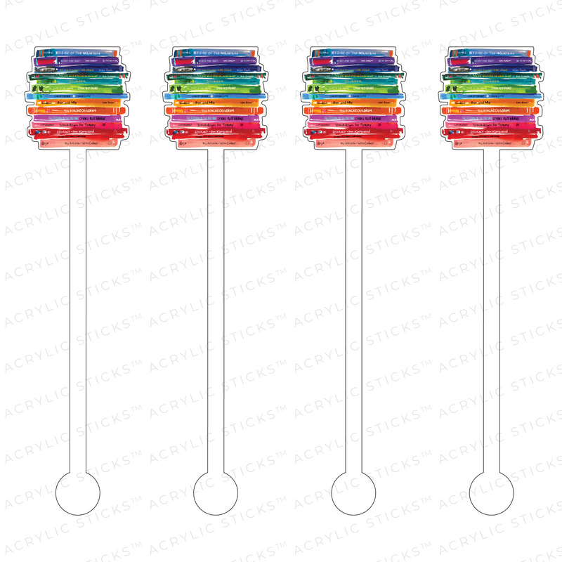 COLORFUL STACK OF BOOKS ACRYLIC STIR STICKS