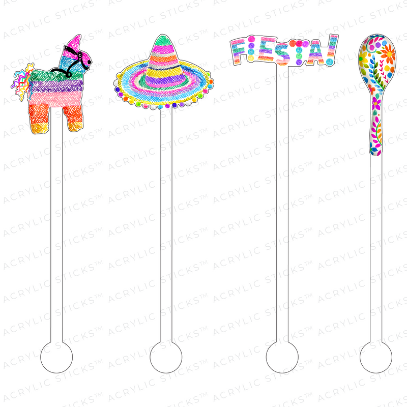LET'S FIESTA AMIGO ACRYLIC STIR STICKS COMBO