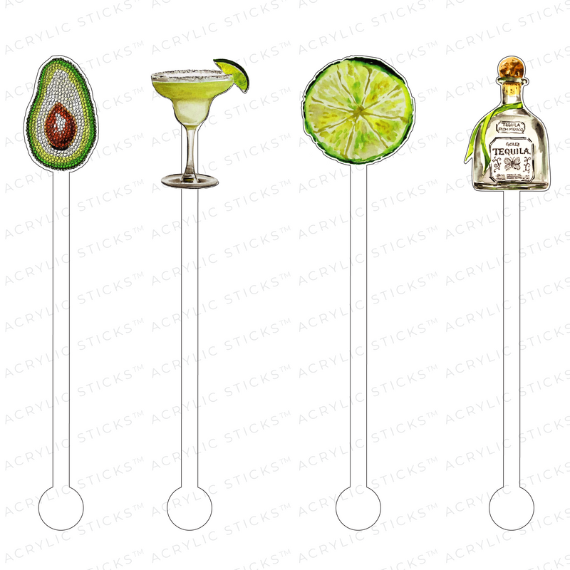 AVOCADO MARGARITA ACRYLIC STIR STICKS COMBO