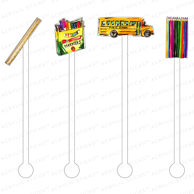 SCHOOLS IN SESSION ACRYLIC STIR STICKS COMBO