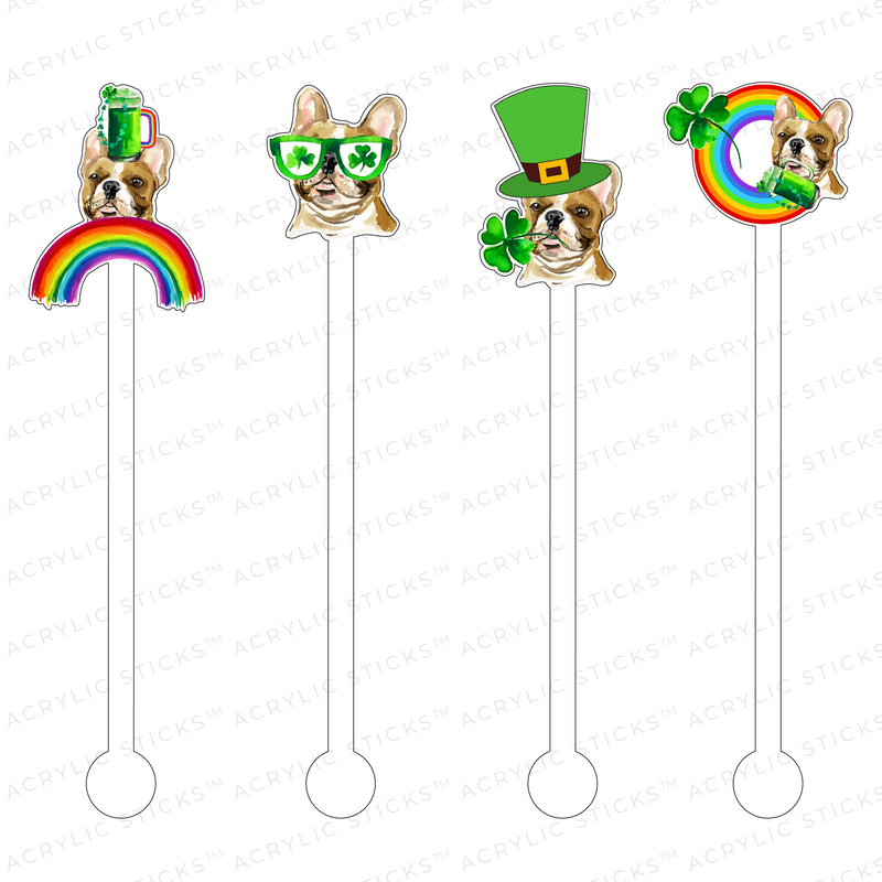 ST. PATTY'S BEIGE FRENCHIE ACRYLIC STIR STICKS COMBO