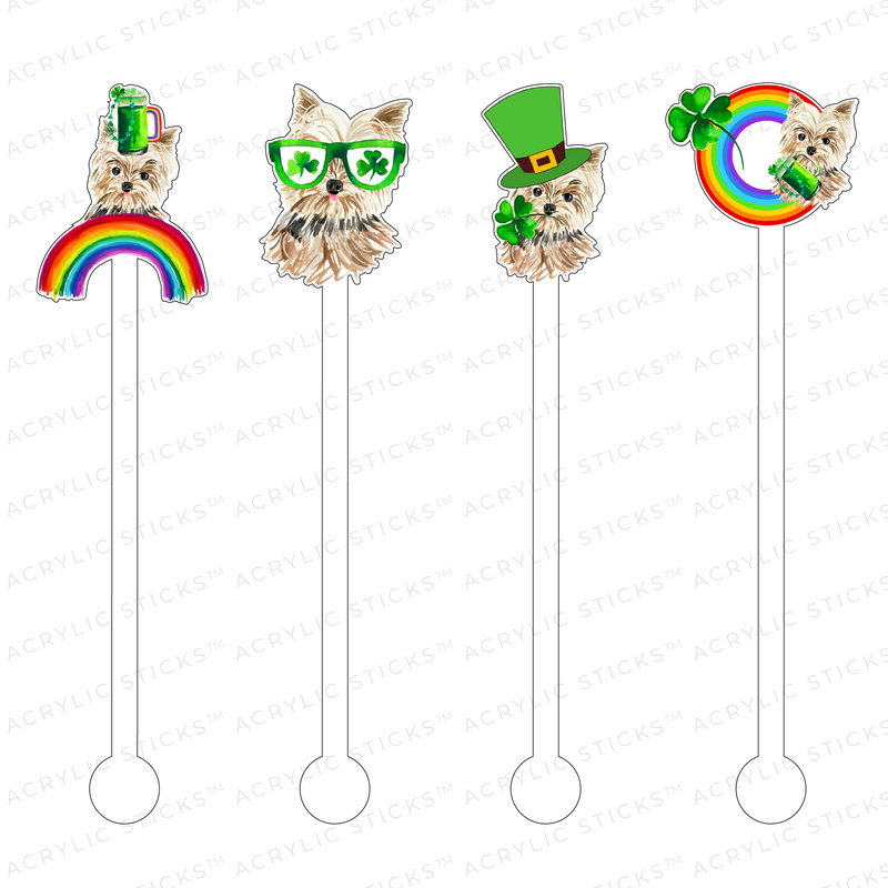 ST. PATTY'S MINI YORKIE ACRYLIC STIR STICKS COMBO