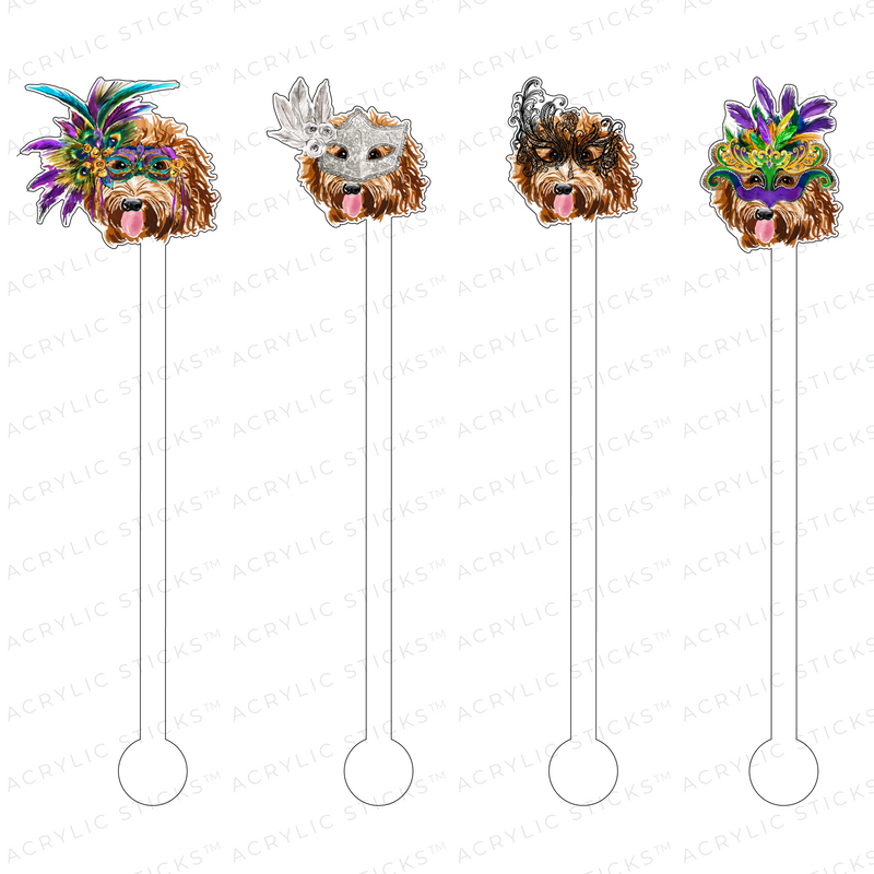 G. DOODLE MARDI GRAS ACRYLIC STIR STICKS COMBO