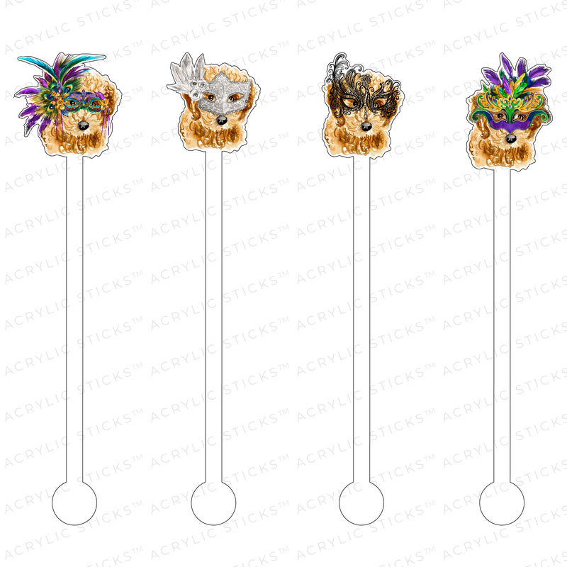 MARDI GRAS CURLY DOODLE ACRYLIC STIR STICKS COMBO