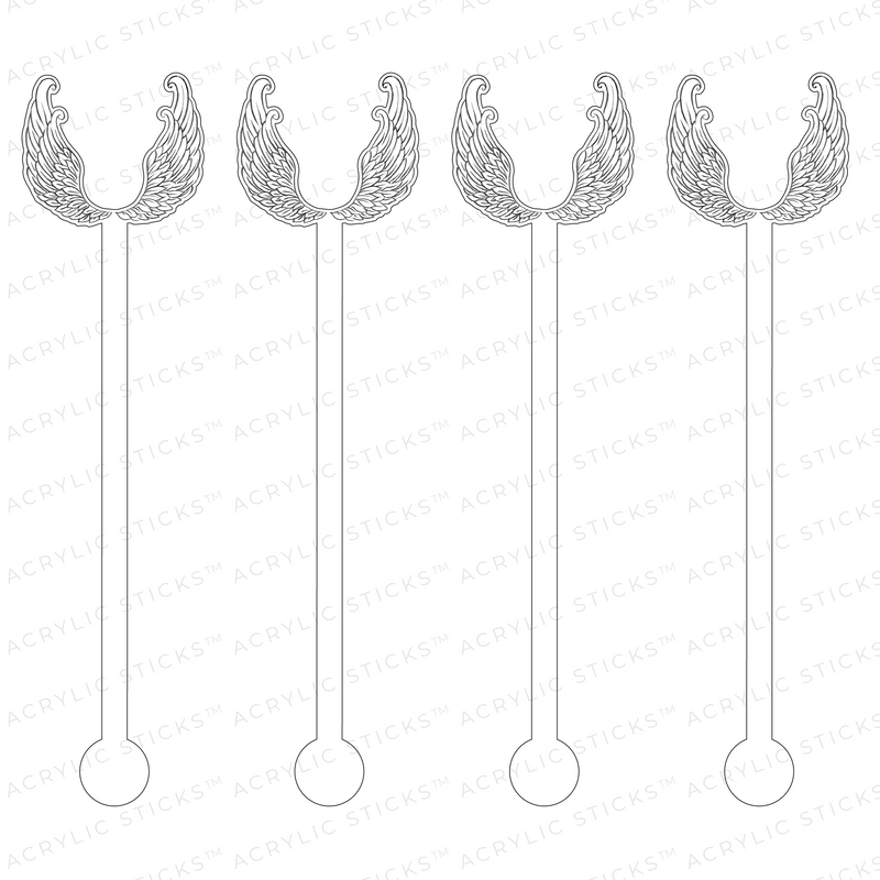 BLACK OUTLINE ANGEL WINGS ACRYLIC STIR STICKS