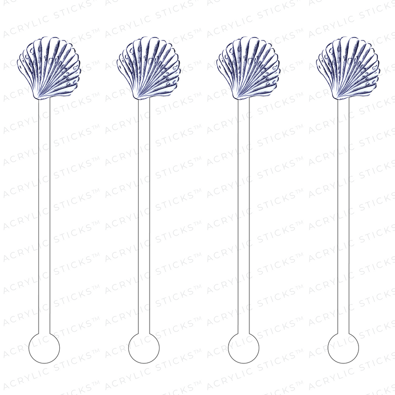 BLUE COCKLE SHELL ACRYLIC STIR STICKS