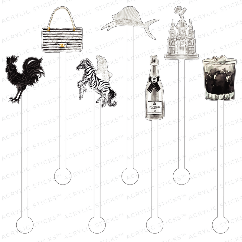 BLACK & WHITE AVANT COLLECTION ACRYLIC STIR STICKS COMBO*