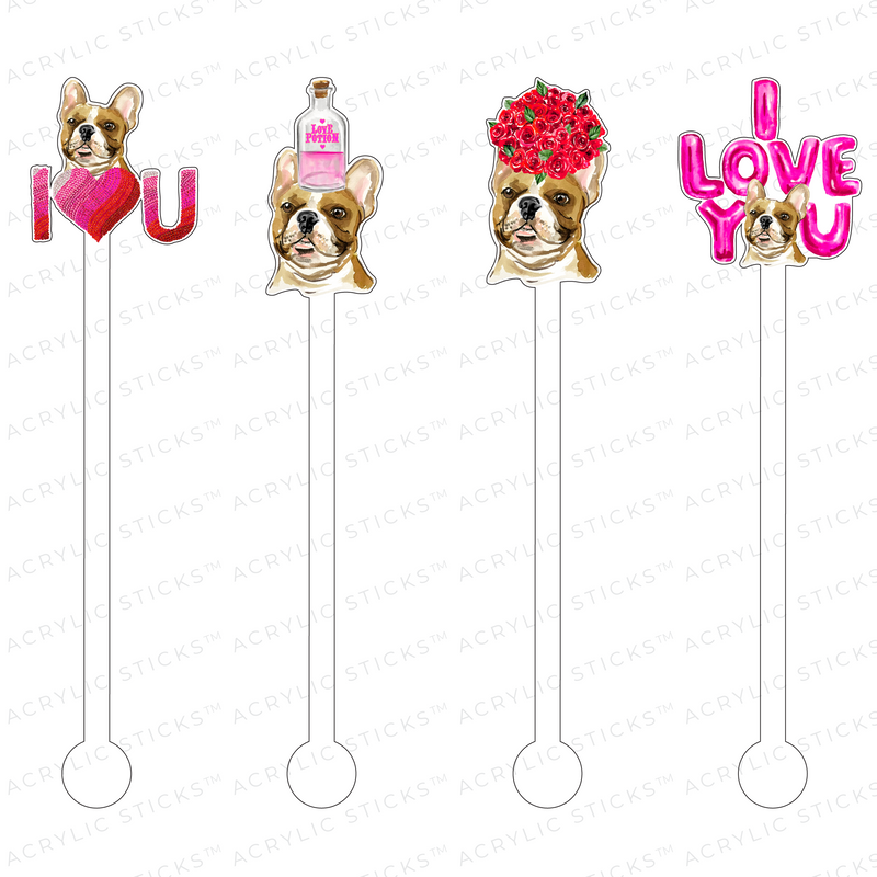 FRENCHIE VALENTINE ACRYLIC STIR STICKS COMBO