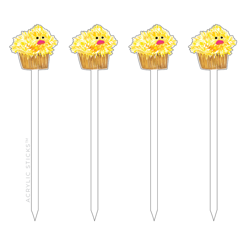 BABY CHICK CUPCAKE ACRYLIC SKEWERS
