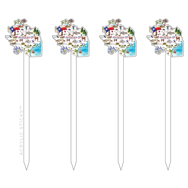 STATE OF TEXAS MOTIF ACRYLIC SKEWERS