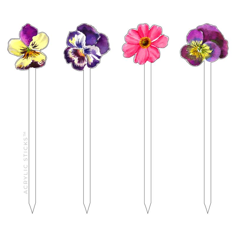 GARDEN PANSIES ACRYLIC SKEWER COMBO