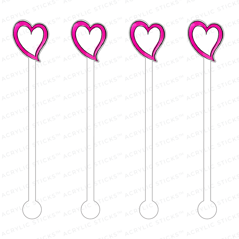 HOT PINK FLOATING HEART ACRYLIC STIR STICKS