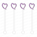 LILAC FLOATING HEART ACRYLIC STIR STICKS