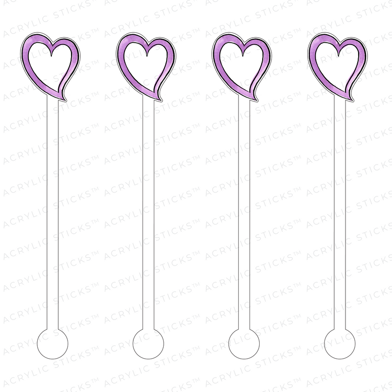LILAC FLOATING HEART ACRYLIC STIR STICKS