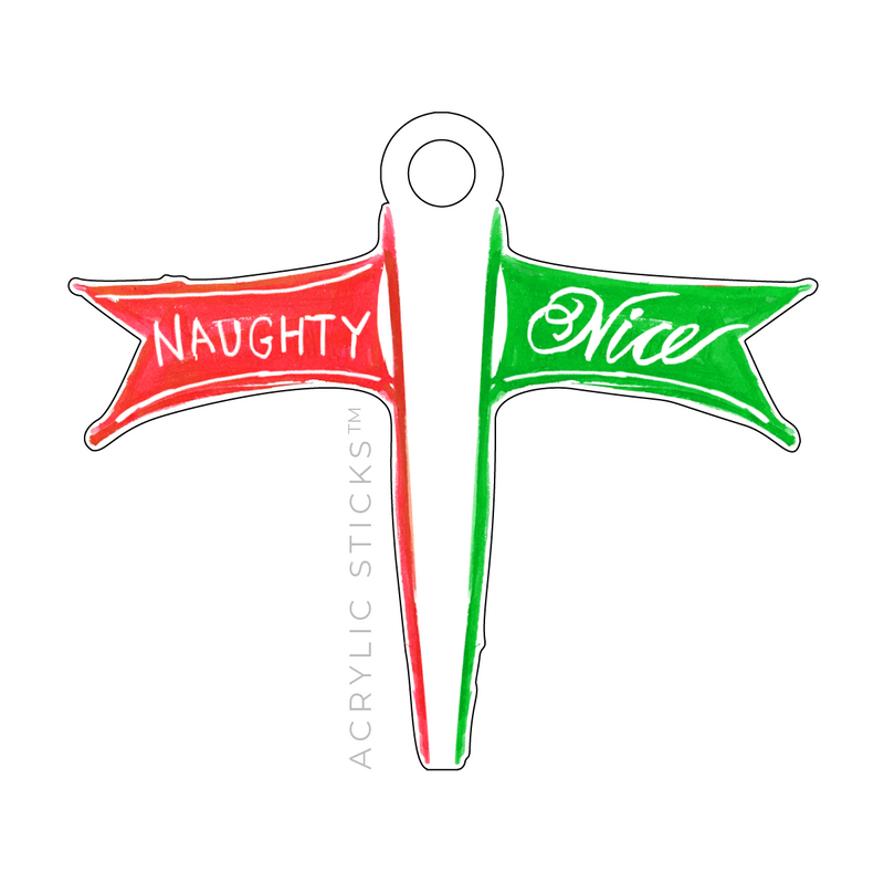 NAUGHTY NICE FLAGS ACRYLIC GIFT TAG