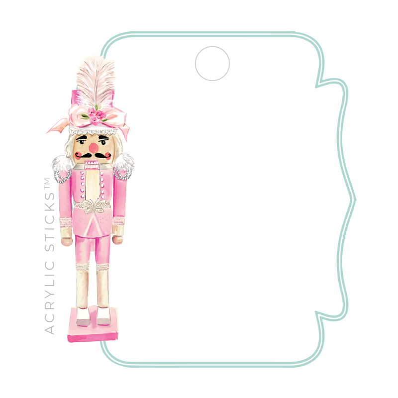 PINK COUTURE NUTCRACKER NO. 2 WRITABLE ACRYLIC GIFT TAG