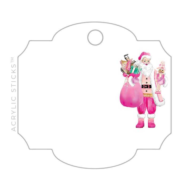 PINK COUTURE SANTA NO. 1 WRITABLE ACRYLIC GIFT TAG