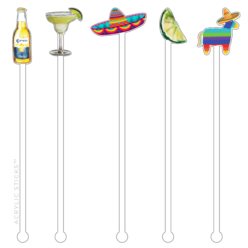 LET'S GET SMASHED 'BUBBLY'S' ACRYLIC DRINK MARKERS & STIRRERS