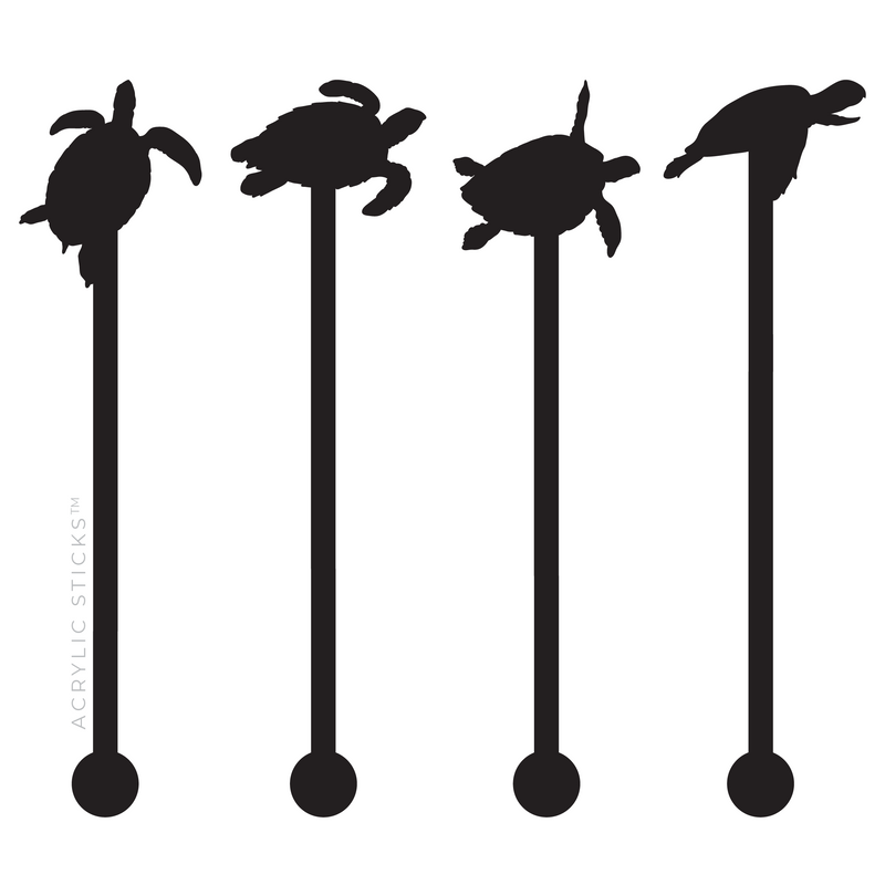 SEA TURTLES BLACK ACRYLIC STIR STICKS COMBO