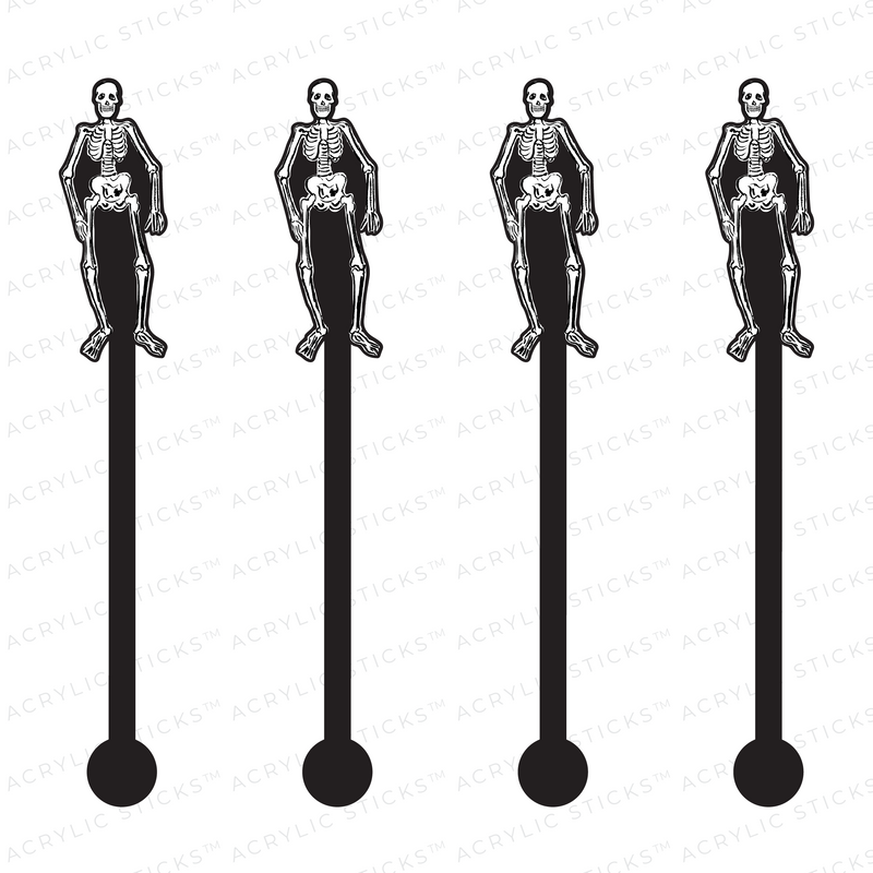 MR. SKELETON ON BLACK ACRYLIC STIR STICKS