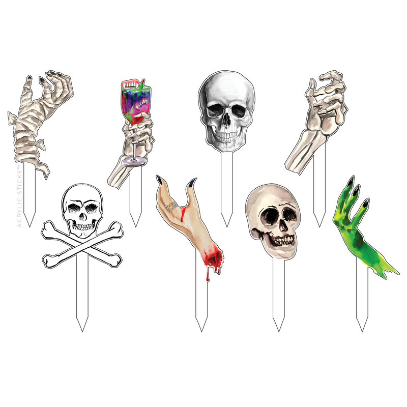 SKULL & BONES ACRYLIC PARTY PIK STICK COMBO