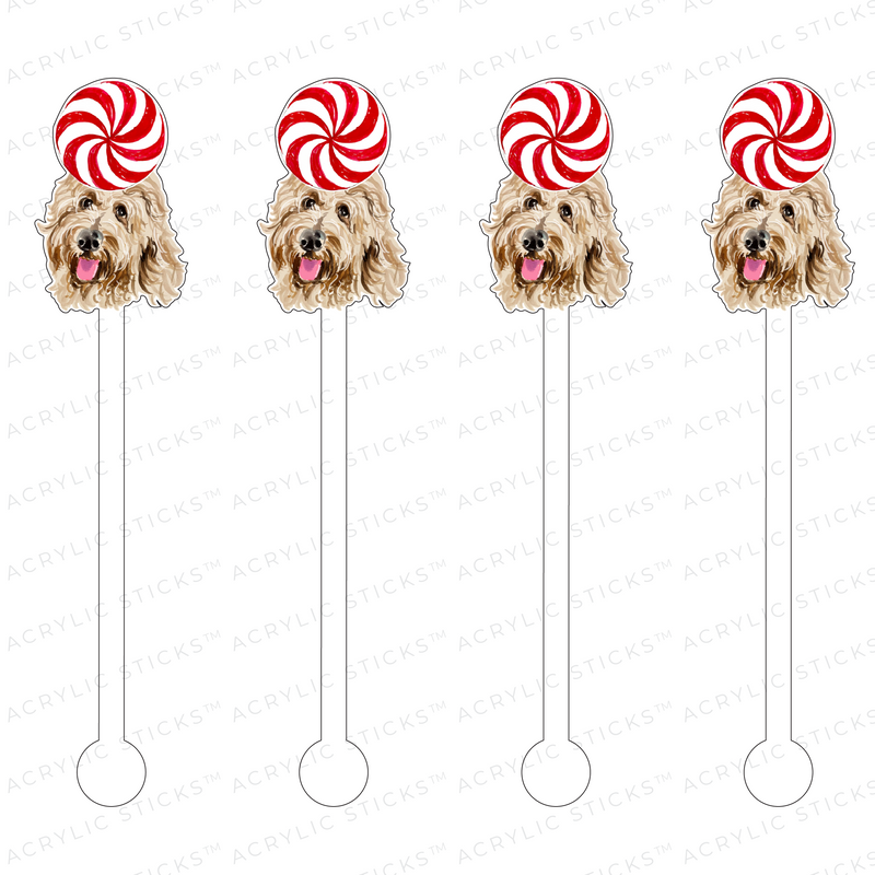 GOLDENDOODLE PEPPERMINT PROFILE ACRYLIC STIR STICKS