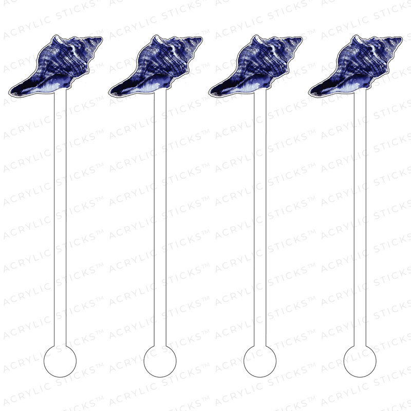 BLUE CONCH SHELL ACRYLIC STIR STICKS