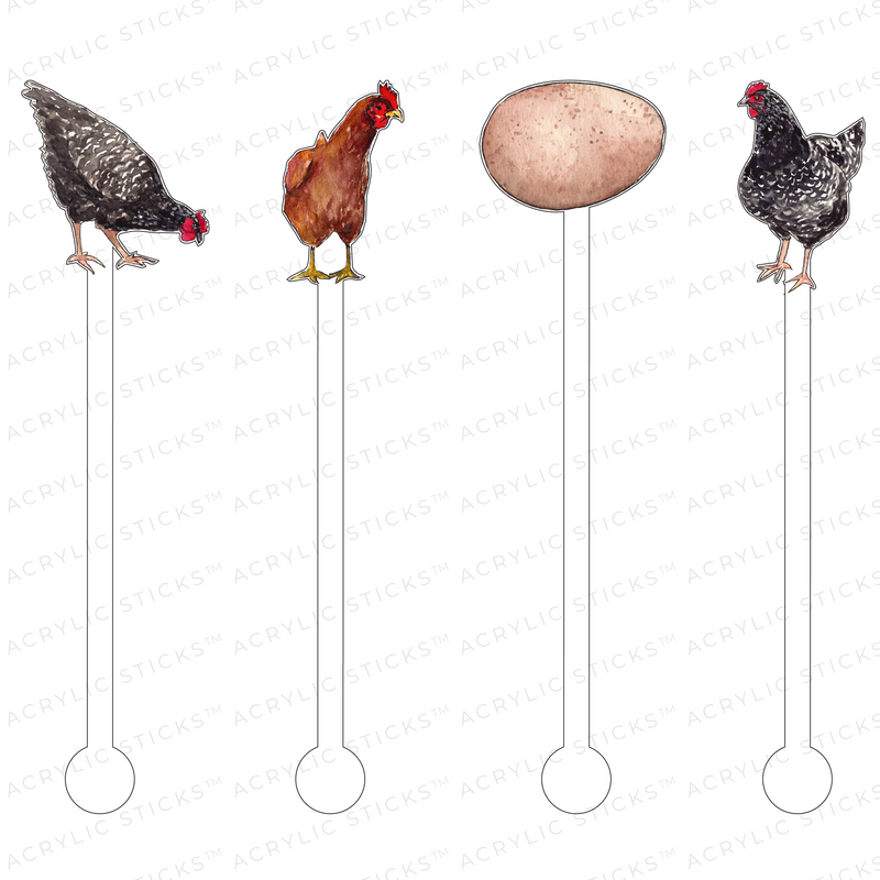 CHICKEN & EGG ACRYLIC STIR STICKS COMBO