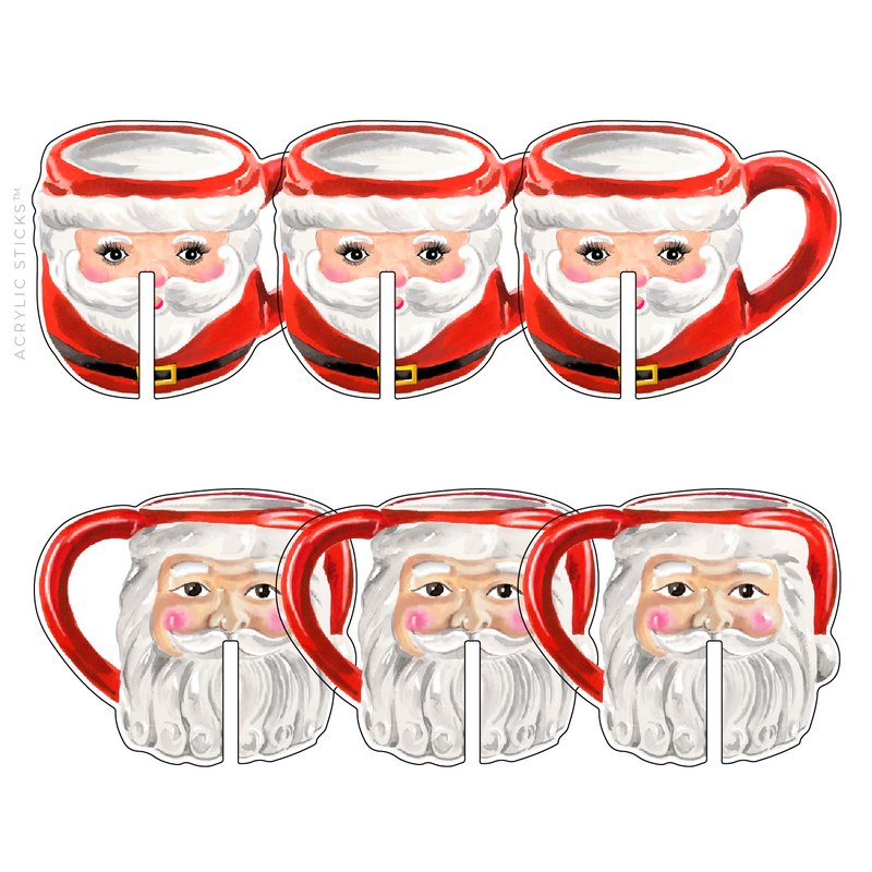 CUTE AS A BUTTON SANTA MUGS RED ACRYLIC DRINK CLIP COMBO
