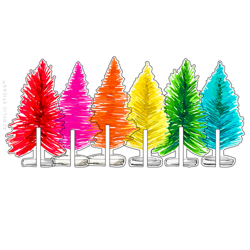 BOTTLE BRUSH CHRISTMAS TREES ACRYLIC DRINK CLIP COMBO