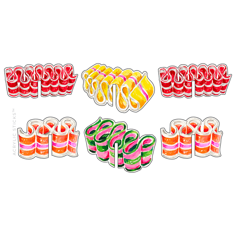 CHRISTMAS RIBBON CANDY ACRYLIC DRINK CLIP COMBO