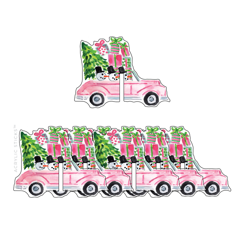 AS X EVELYN HENSON 3 SNOWMEN IN A CAR ACRYLIC DRINK CLIPS