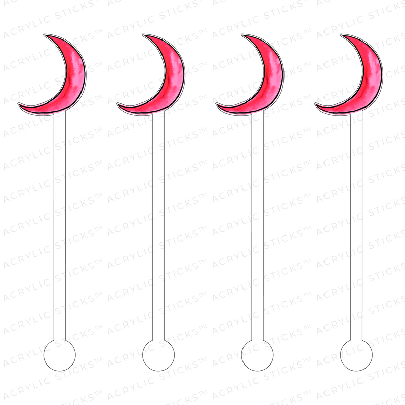 HOT PINK CRESCENT MOON ACRYLIC STIR STICKS