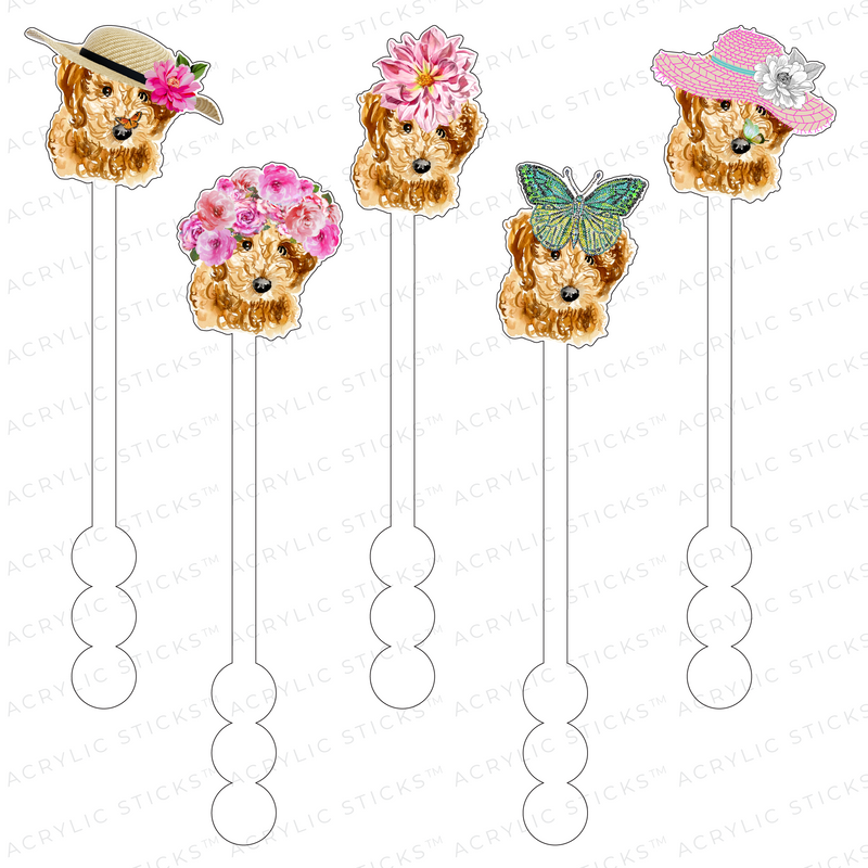 SPRINGTIME CURLY DOODLE ACRYLIC STIR STICKS COMBO