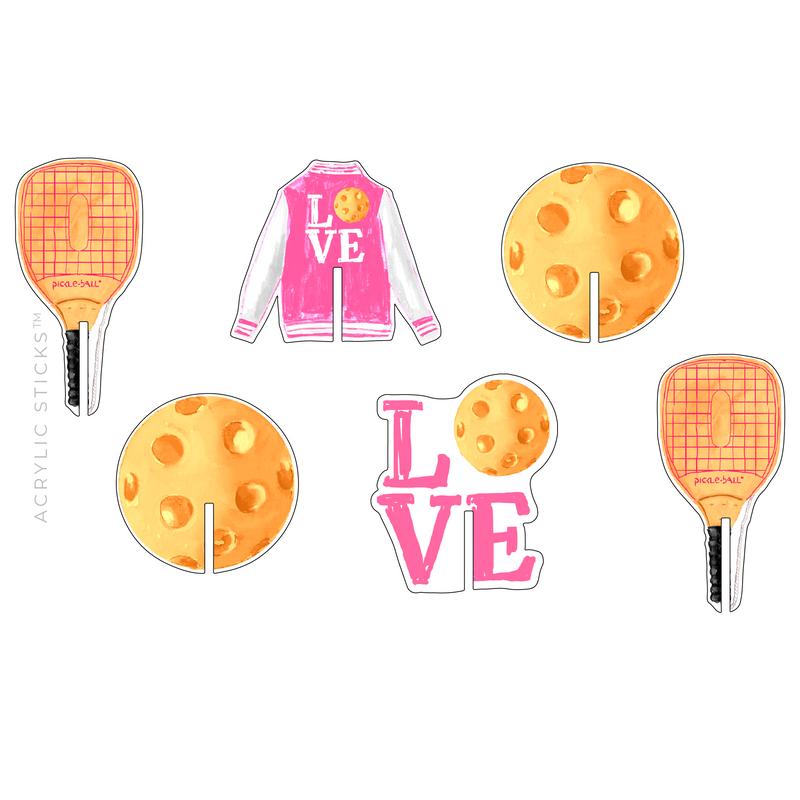 PICKLEBALL ORANGE & HOT PINK ACRYLIC DRINK CLIP COMBO
