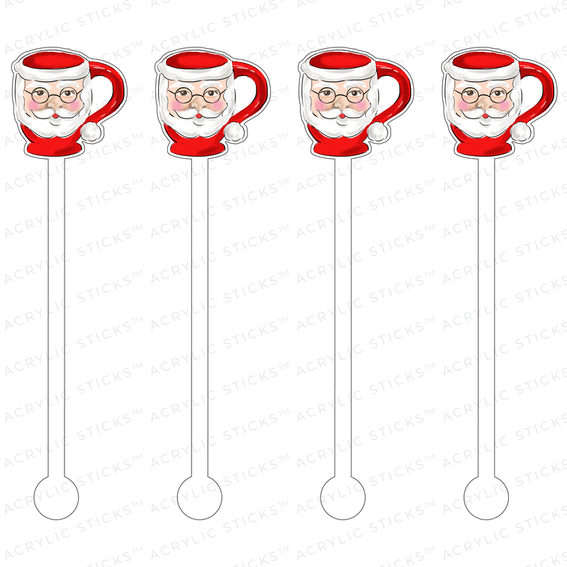 SANTA IN SPECS MUG ACRYLIC STIR STICKS