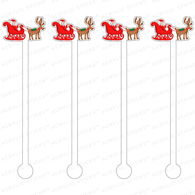 SANTA & RUDOLPH ACRYLIC STIR STICKS