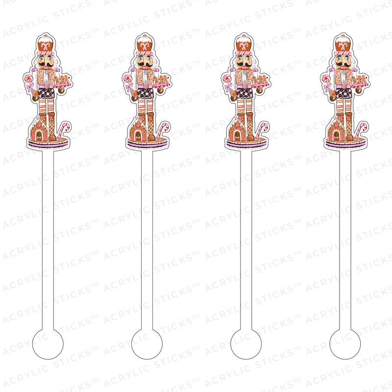 GINGERBREAD NUTCRACKER ACRYLIC STIR STICKS