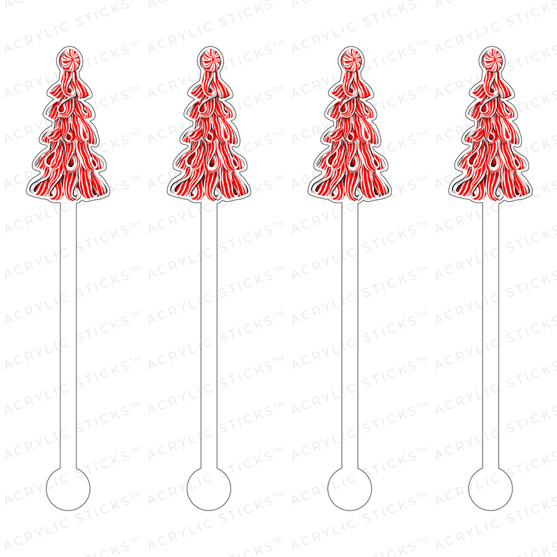 PEPPERMINT CHRISTMAS TREE ACRYLIC STIR STICKS