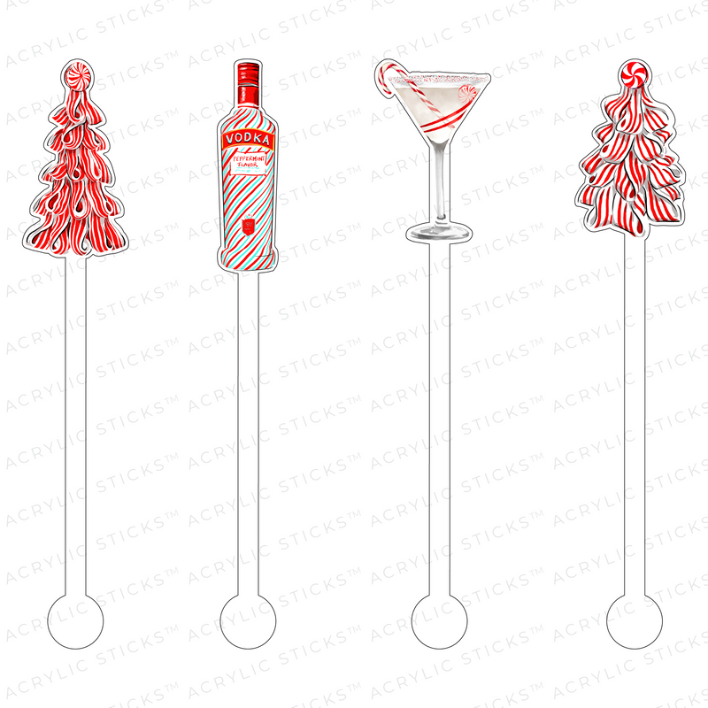 CANDY CANE CHRISTMAS COCKTAIL ACRYLIC STIR STICKS COMBO